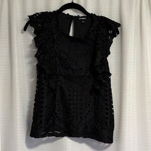 Express Women's Elegant Black Lace Blouse